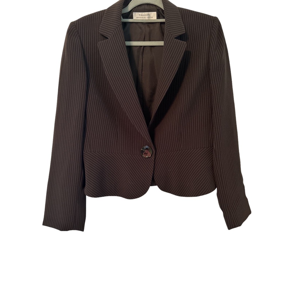 Tahari Arthur S Levine Blazer Pinstriped with Embellished Buttons Size 10